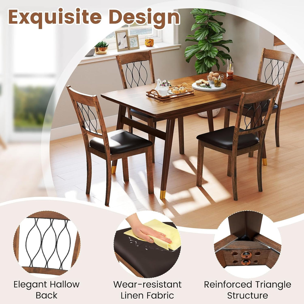 Giantex Dining Chairs Set of 4, Faux Leather Upholstered Armless Kitchen Chai...