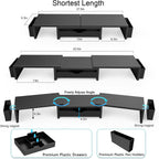 gianotter Dual Monitor Stand Riser, Desk Organizer With Drawer and 2 Pen Holders, Computer Monitor Stand, Shelf for Top of Desk, Black