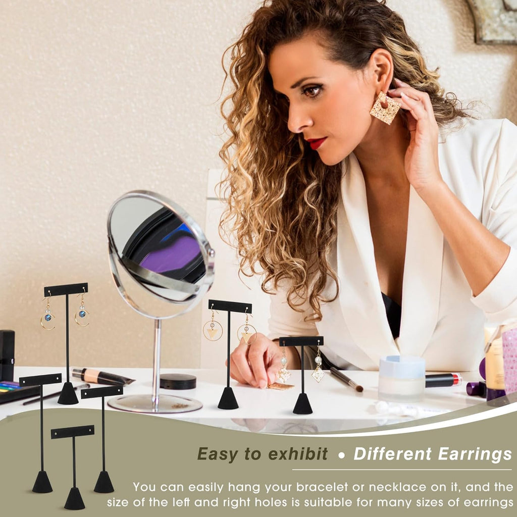 Marsui 18 Pcs Earring Display Set Earring T Bar Display Earring Holders with 3 Heights Earrings Display Stand for Jewelry(Black)