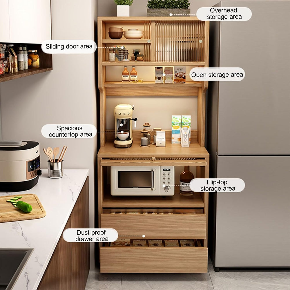 Kitchen Cabinet, Sliding Racks with Door, Sideboard Buffet, Versatile Cupboar...