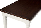 Crosley Furniture Shelby 6-Piece Traditional Dining Table Set for 7 with 4 Chairs and a Wood Bench, Distressed White