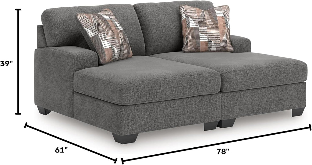 Signature Design by Ashley Double Chaise Sectional Sofa, Grey | Modern sectional couch in 100% polyester chenille, 2-piece super chaise layout for living rooms, Revenna Series