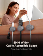 8-Pack Cord Organizer Magnetic Cable Clips, Desk Cable Management Wire Hider, FLYLEAD Silicone Cord Holder for Nightstand, Cable Organizer for Office Workspaces Desktop Organization Home Accessories