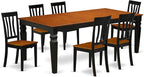East West Furniture LGAN7-BCH-W 7 Piece Dining Set Consist of a Rectangle Dining Table with Butterfly Leaf and 6 Kitchen Chairs, 42x84 Inch, Black & Cherry