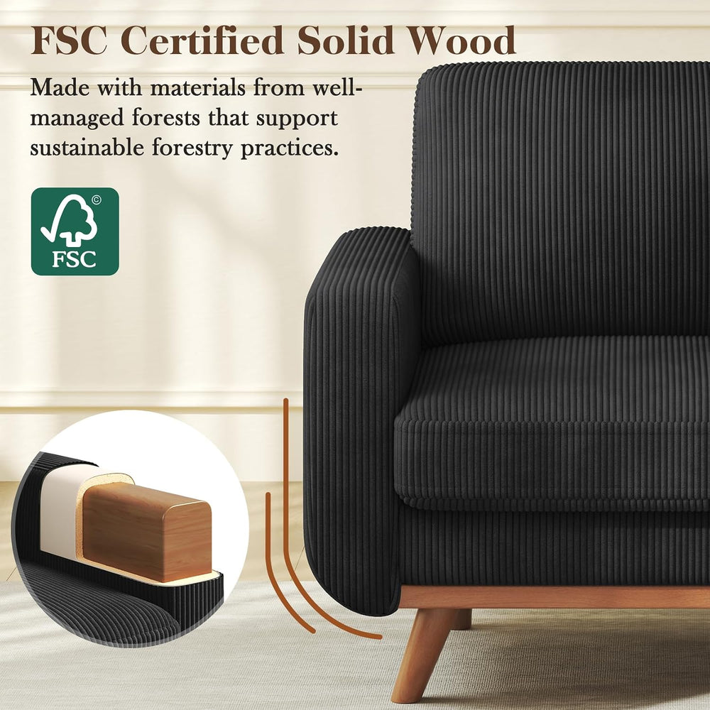 Vesgantti 38.5" Accent Chair Black, Comfy Corduroy Single Sofa Seat with...