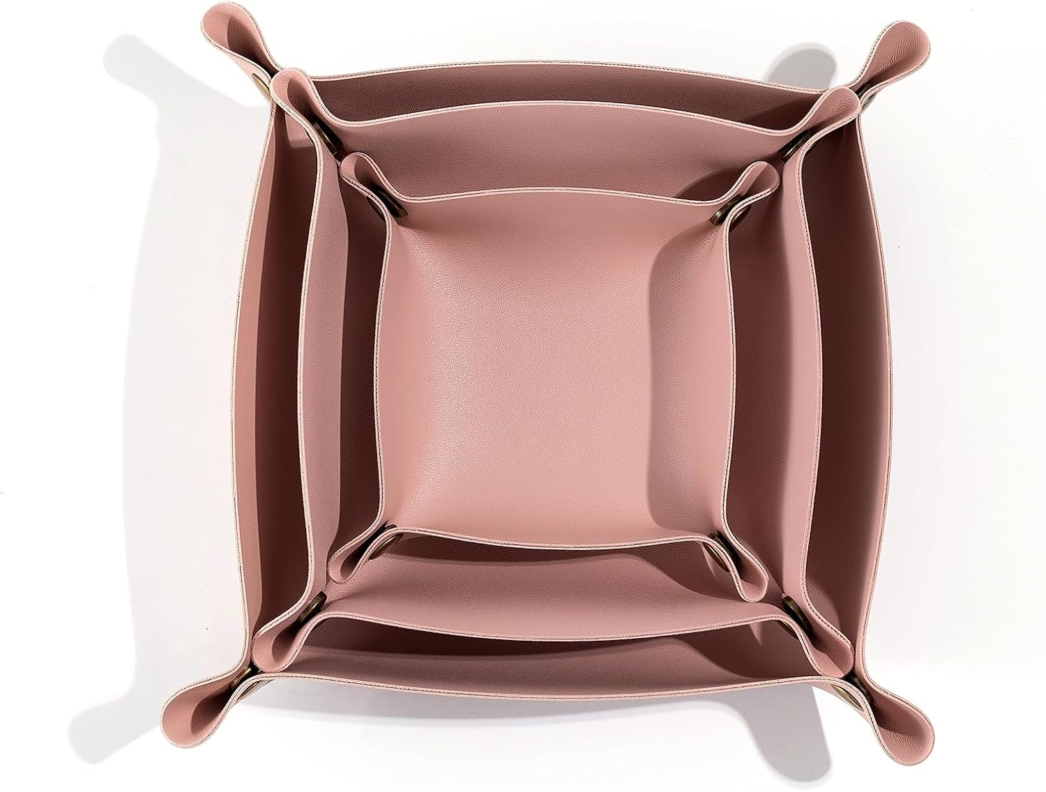 3 packs PU Leather Tray in 3 Sizes Jewelry Tray Glossy Leather Desk Organizer Leather Catchall Tray for Jewelry/Key/Coin/Sun Glasses/Watch/USB Cables etc. (Morandi Pink)