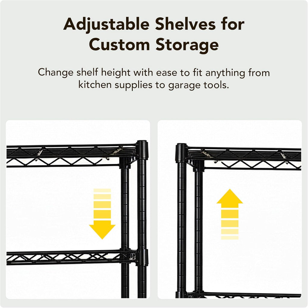 5 Tier Wire Shelving Unit Storage Rack, Metal Heavy Duty Utility Organizers, Organization Units for Products Plant Pantry, Garage, Laundry Racks Durable Shelf Stand,14"W x 30"L x 60"H, Black
