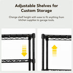 5 Tier Wire Shelving Unit Storage Rack, Metal Heavy Duty Utility Organizers, Organization Units for Products Plant Pantry, Garage, Laundry Racks Durable Shelf Stand,14"W x 30"L x 60"H, Black