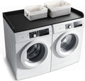 Washer Dryer Countertop with 2 Pack Storage Baskets, Wood Washer and Dryer Countertop with Non-Slip Pads/Edge Rails for Laundry Room Storage and Organization, 27.5" W x 54" L(Black Marble)