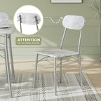 VECELO Dining Table Set for 4, 5-Piece Kitchen Table with 4 Chairs, MDF Board Tabletop with Metal Frame for Small Space, Compact Dinette, Breakfast Nook, Marble White