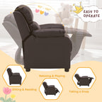 Kids Recliner Chair Storage Arms Reclining Toddler Push Back Sofa Ages 2-8 | 2 Flip-up Storage Arms, PU Leather, Adjustable Footrest, Reading Gaming Relaxing Sleeping, Children Child Youth Boys Girls