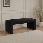 Black Entryway Bench with Solid Wood Frame, 47" Boucle Upholstered Bench | End of Bed Bench with Cushion Seat Ottoman Padded Benches for Bedroom, Living Room, Window, Hallway, Foyer, Reading