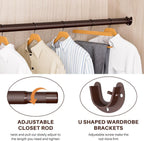 Closet Rod - Closet Rods for Hanging Clothes, 17 to 68 inch Adjustable Closet Hanging Rod, Heavy Duty Clothes Rod Clothing Bar, Closet Poles for Hanging Clothes for Wardrobes, Shower Curtain