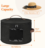 Lifewit Round Cowboy Hat Box for 7 Caps, Large Felt Hat Organizer Bag for Men & Women Storage, Baseball Cap Container with Dustproof Lid for Travel, Foldable 16.5" D x 10.6" H Carrier, Black