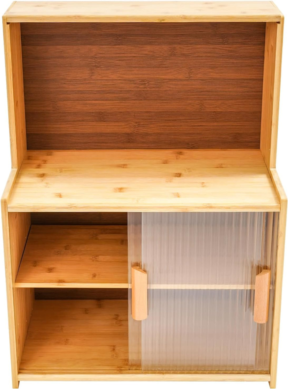 Kitchen Storage Cabinet with Sliding Doors, Bamboo Kitchen Pantry Sideboard, ...
