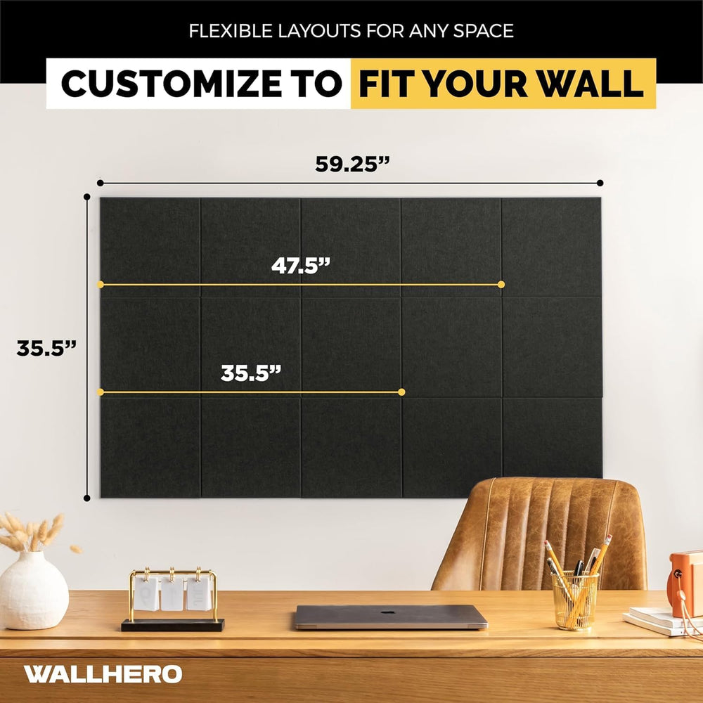 WALLHERO Vision Board - Large Cork Board for Walls 59" x 36", Black...