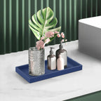 Bathroom Counter Tray,EG-SIPRO High-Grade Thickened Silicone Vanity Tray,Shatterproof Durable Rectangle Tray Soap Dispenser for Countertop,Sapphire Blue,Small+Large (EGTRAY)