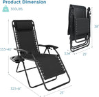Outdoor Zero Gravity Chairs Set of 2 with Cup Holder & Removable Pillows, Adjustable Folding Reclining Patio Chairs, Anti Gravity Lounge Chairs for Poolside, Lawn, Beach, Camping