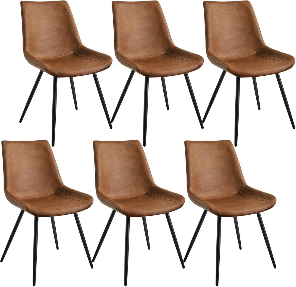 Yaheetech Dining Chairs Set of 6 Mid Century Modern Kitchen Chairs Brown