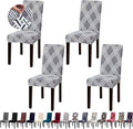 Chair Covers for Dining Room Set of 4, Dining Chair Covers, Kitchen Chair Covers, Stretch Removable Washable Dining Chair Slipcovers for Home, Hotel, Banquet, Grey Rhombus