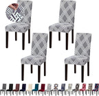 Chair Covers for Dining Room Set of 4, Dining Chair Covers, Kitchen Chair Covers, Stretch Removable Washable Dining Chair Slipcovers for Home, Hotel, Banquet, Grey Rhombus