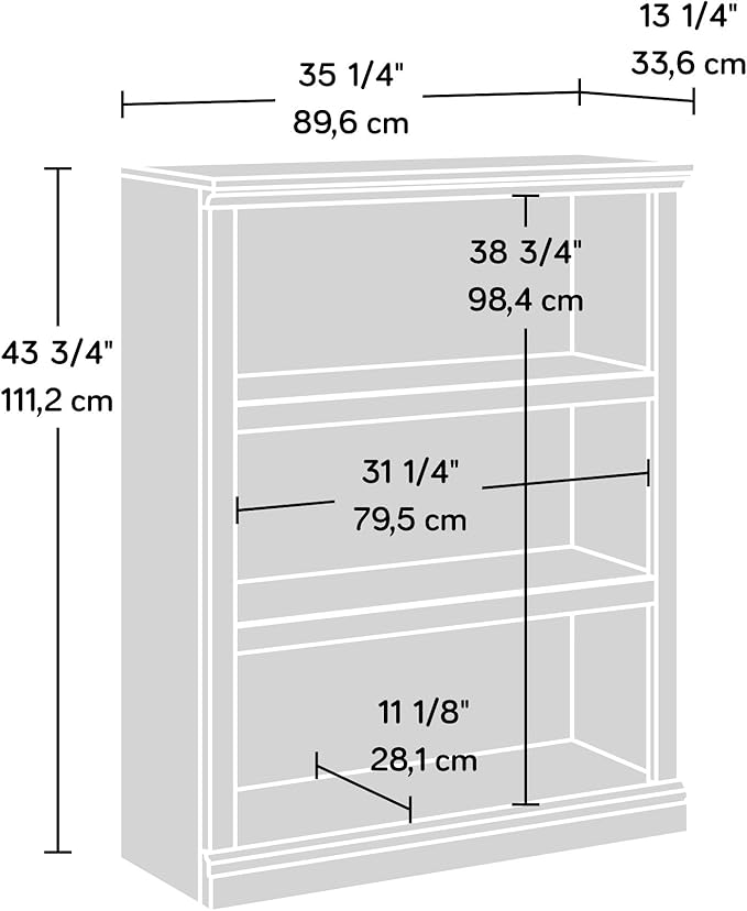 Sauder 3 Tier Book Shelf Wooden Bookcase Multipurpose Bookshelf for Home Office, Living Room, in Vintage Oak