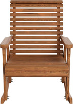 Amish Heavy Duty 600 Lb Roll Back Pressure Treated Rocking Chair (Oak Stain)