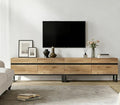 WAMPAT Modern TV Stand for TVs Up to 75 Inch, 2-in-1 Entertainment Center Media Console with Storage Cabinets, TV Console for Living Room, Oak