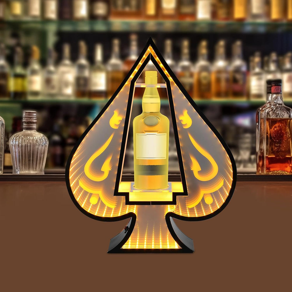 LED Wine Bottle Display Stand, Ace of Spades Shape Illuminated Bottle Holder ...