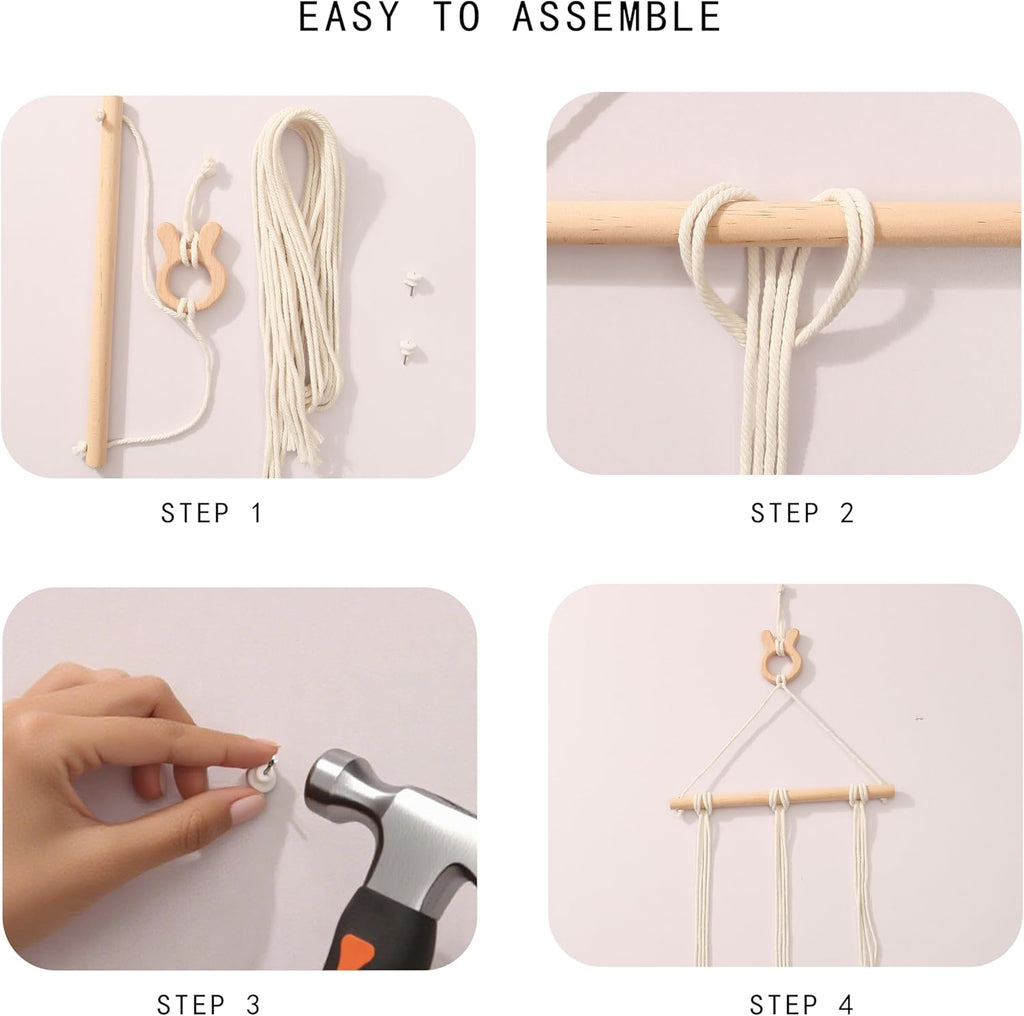 Macrame Hair Clips Organizer, Wall Hanging Hair Accessories Holder and Storage for Women and Girls, Claw Clip Hanger Home Decor