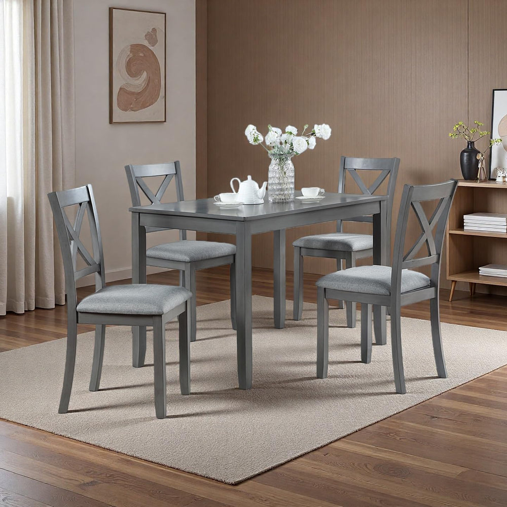 RuiSiSi 5 Piece Dining Table Set for 4, Farmhouse Kitchen Table with 4 Padded...