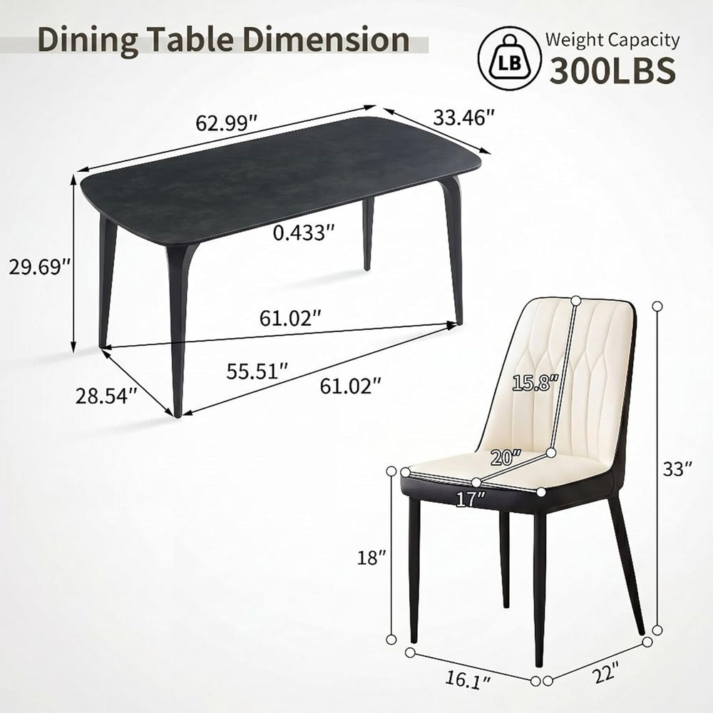 Modern Dining Table Set for 6,63 inch Sintered Stone Kitchen Table and Chairs...
