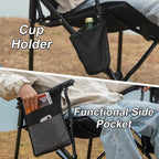 Romswi 2 Pack High Back Portable Rocking Chair with Hard Armrests, Oversized Folding Rocker Camping Chairs for Outdoor, Heavy Duty 400 lbs Patio Lawn Chairs