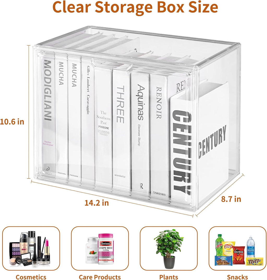 Clear Acrylic Display Case with Magnetic Lid-Dustproof Plastic Book Storage box,Clear Box,Purse Storage Organizer,Action Figure Display Case,Acrylic Sneaker Shoe Box(1 Pack)