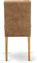 East West Furniture ANAS5-OAK-28 5 Piece Mid Century Dining Set Includes A Dinning Table and 4 Brown Textured Polyester Fabric Padded Chairs, Oak