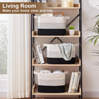 Storage Basket for Organizing, Woven Baskets for Storage, Rectangle Decorative Baskets for Shleves, Closet, Toys, Books, Nursery Organizer Bins - Pack of 3 (Gradient Black, 13"x9.85"x8.7")