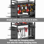 CCCEI Garage Power Tools Organizer Cart with Charging Station, Black Floor Standing Rolling Drill and Tools Battery Storage Cart on Wheels. Black Utility Rack Gift for Men, Husband, Father.