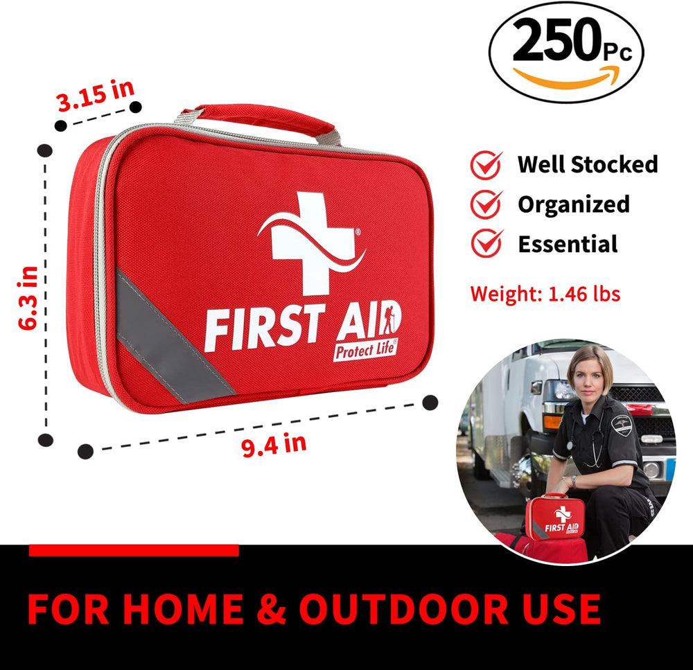 Protect Life First Aid Kit for Home & Business, 250 Pcs