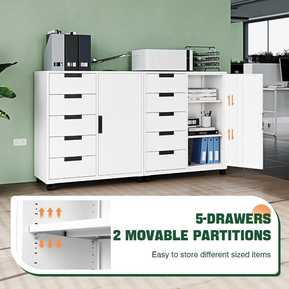 Letaya 5 Drawer Storage Cabinet, Mobile Printer Stand for Home Office,Dresser...