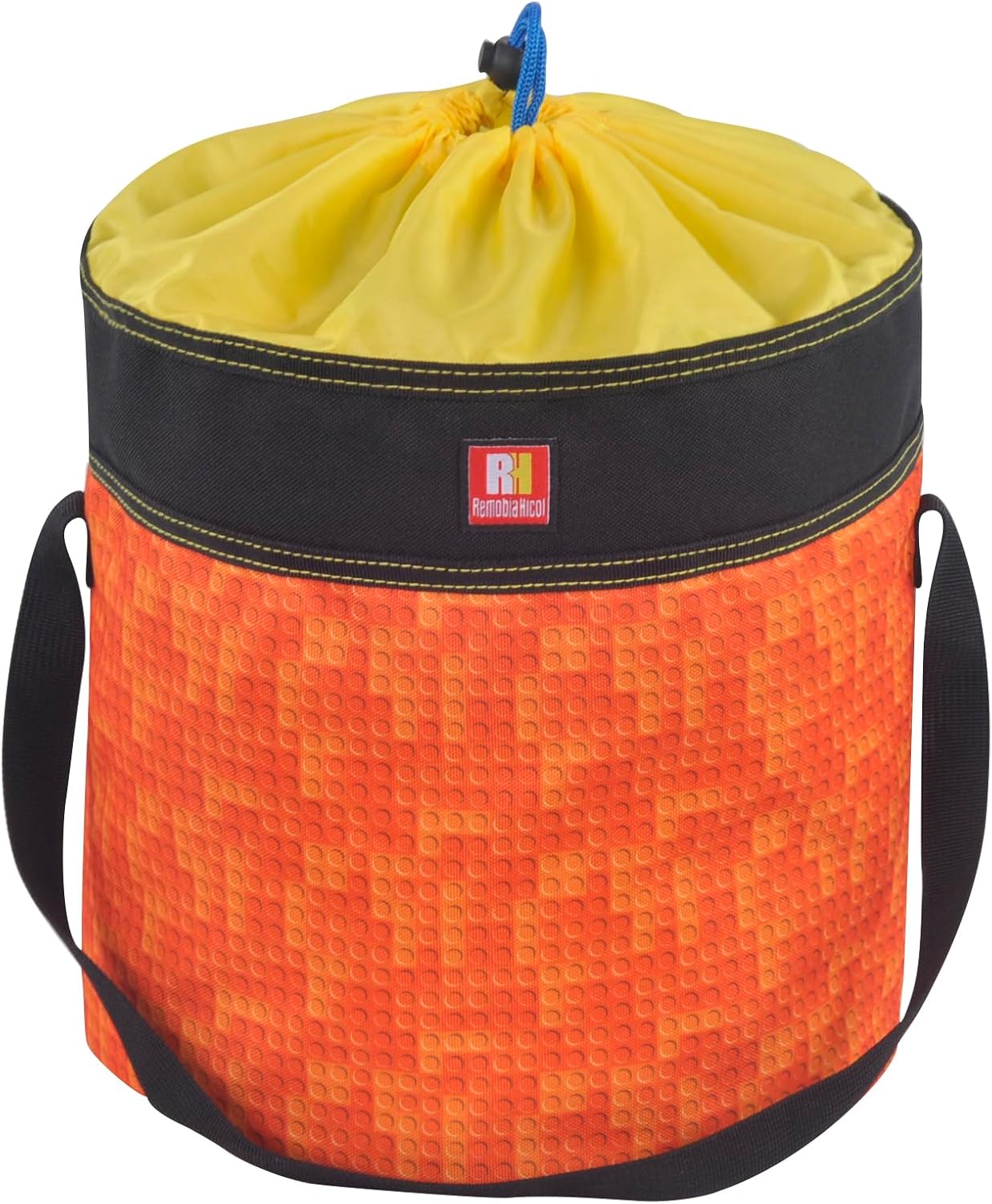 Toy Storage Organizer Basket Bag with Drawstring for Buliding Bricks, Blockets,Puzzles,Playroom Cinch Bucket Carrying Bag with Handle (Orange)