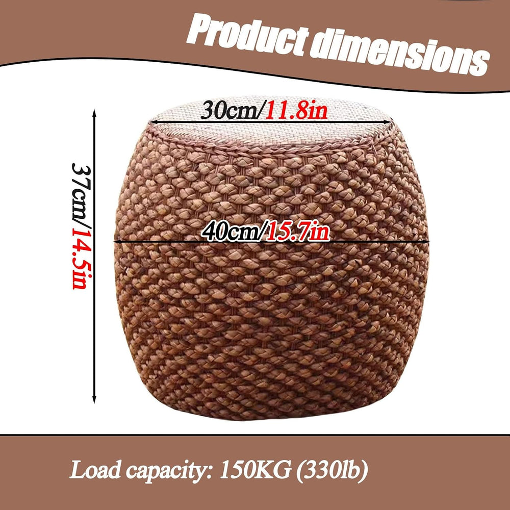 Small Round Ottoman Footrest Stool with Cushion Boho Decorative Accent Seat f...