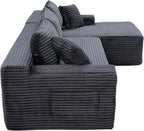 Grey Oversized Sectional Boneless Couch for Living Room. Right Face Chaise | L shaped modular sofa, Cloud soft cushion with foam, Breathable pet-friendly, Side storage pocket, No assembly required.