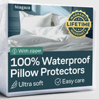 Niagara 12 Pack Waterproof Pillow Protectors Standard 20x26 Inches Smooth Zipper Premium Encasement Covers Quiet Cases Set White