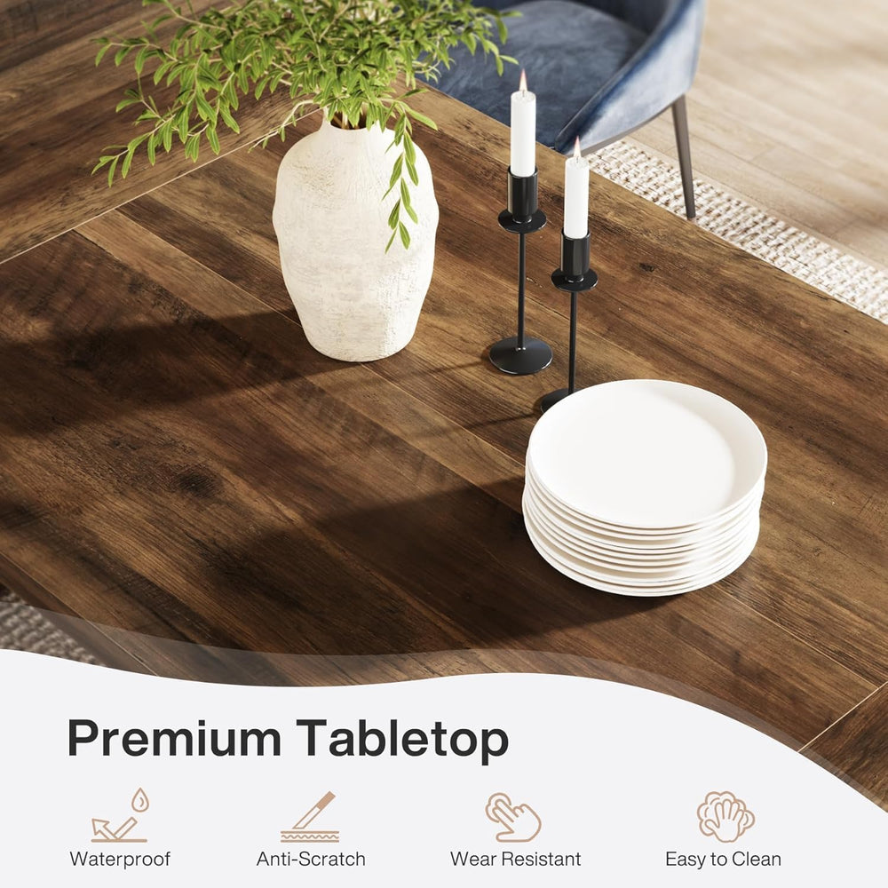 Lailang 71 Inch Dining Table, Rectangular Kitchen Tables, Pedestal Dinner Tab...