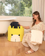 18x15 Inch Giraffe Basket, Open Cotton Rope Animal Storage Bin for Kids Bedroom Playroom, Cute Woven Laundry Basket, Yellow