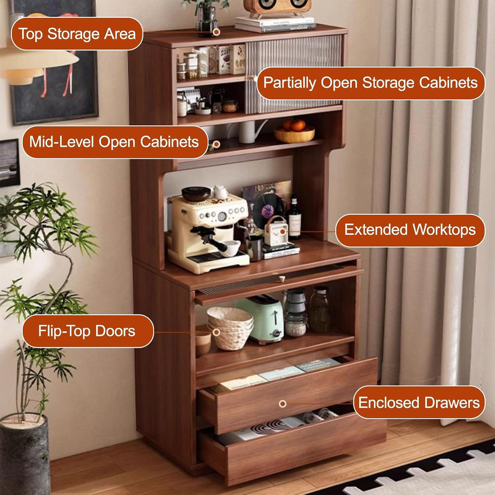 Kitchen Pantry Cabinet, Pantry Storage Cabinet with Doors and Shelves, Tall S...