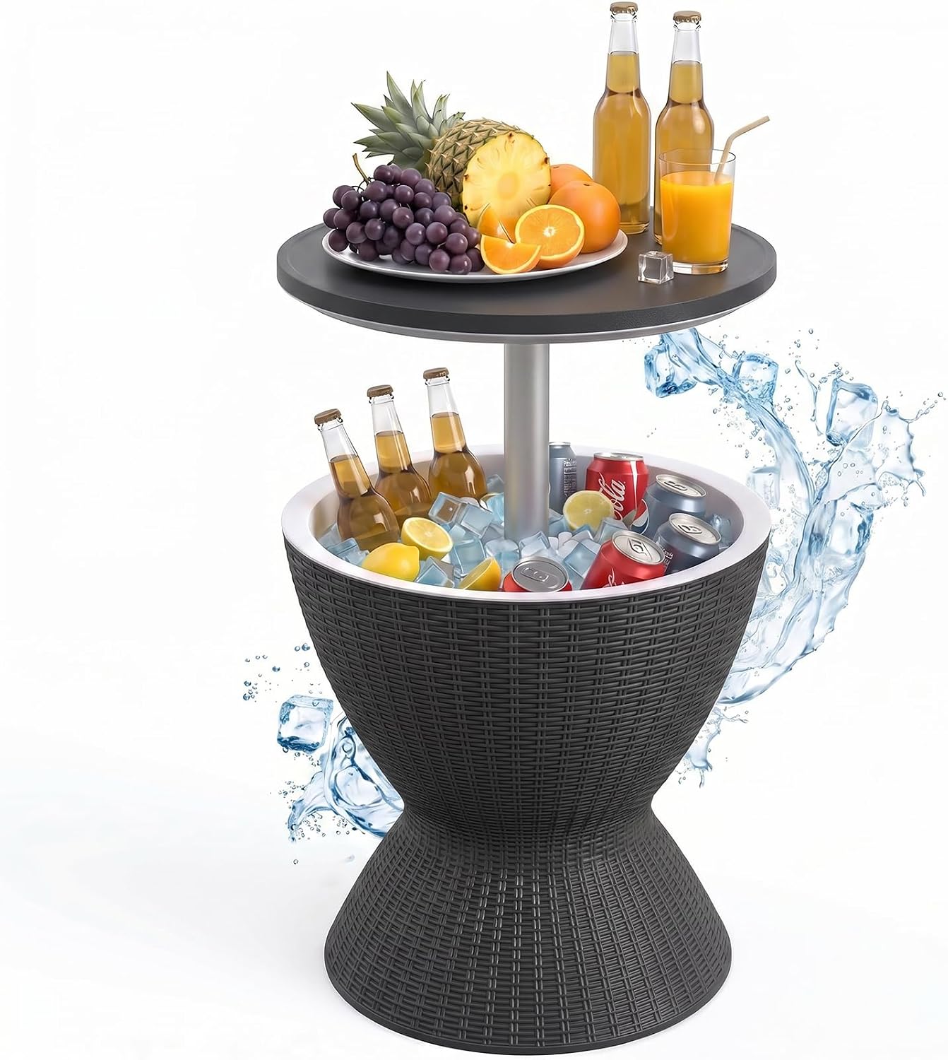 EFU Cooler Tables, 15 Gallon Cooler Bar Tables, Keeps Cold 12H | Multi-Functional Outdoor Cool Bar for Drinks Beer & Wine, with Drain Plug, Patio Furniture for Backyard, Pool, BBQ, Party