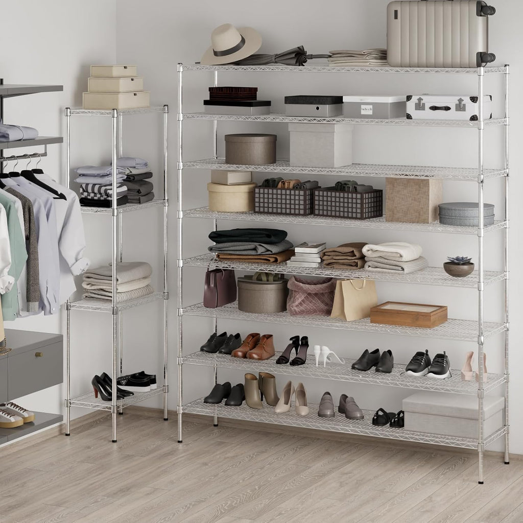 18" Deep x 72" Wide x 86" Height Wire Shelving Kit | 8-Tier | NSF Commercial Storage Rack Unit