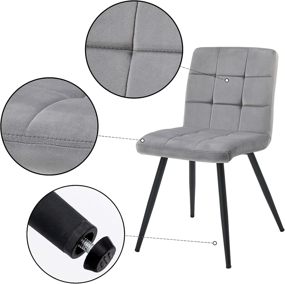 DUHOME Fabric Dining Chairs Set of 4, Black Metal Leg Accent Chairs Grey | So...