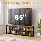 Aquzee 85 inch TV Stand, Entertainment Center for 70 75 80 85" TV, 75.2" Wide Wood Television Console Table for Living Room Bedroom Gaming Room, Rustic Brown
